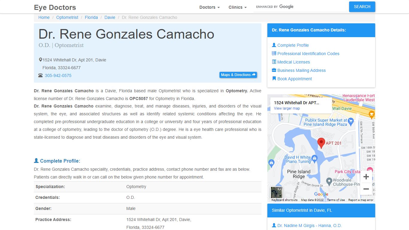 Dr. Rene Gonzales Camacho - Optometrist in Davie, FL - Eye Doctor